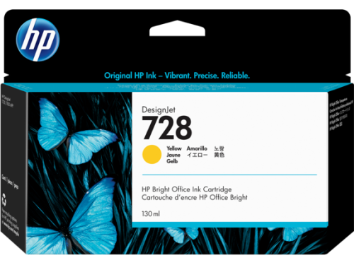 HP 728 130-ml Yellow DesignJet Ink Cartridge (F9J65A)