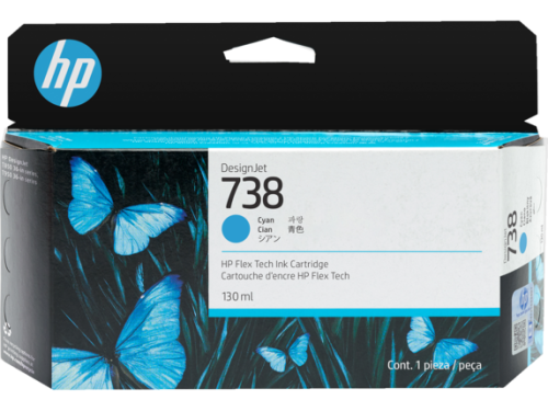 HP 738 130-ml Cyan DesignJet Ink Cartridge (498N5A)